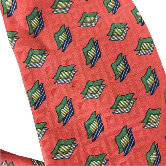 Aquascutum of London Red Green Blue Silk Tie Hand Made U.S.A - Picture 2 of 6